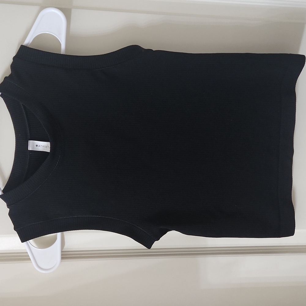 Athleta Black Ribbed Crop Tank Sz Small